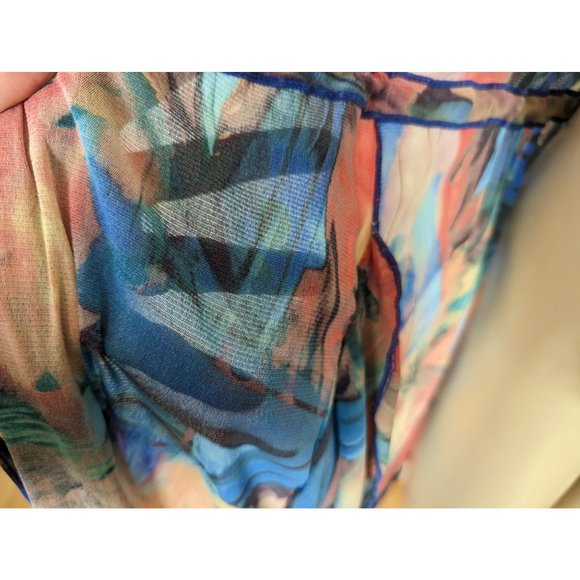 LYGIA & NANNY short sleeve colorful sheer button front coverup dress size S / M - Picture 9 of 9